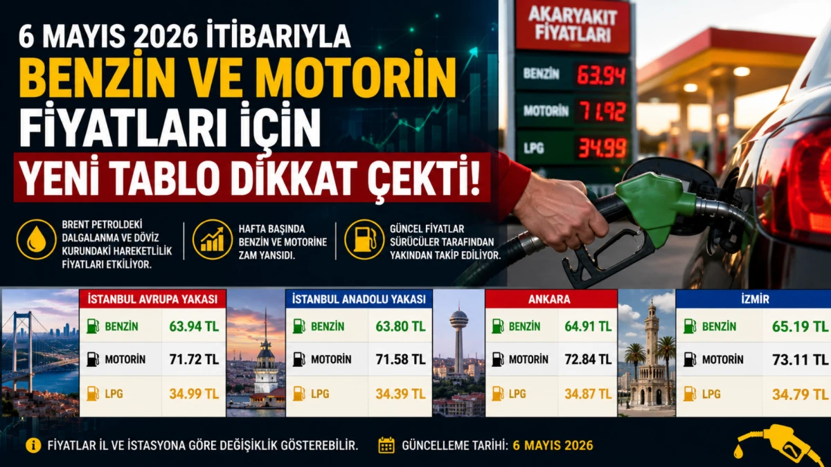 6 Mayıs 2026 itibarıyla benzin ve motorin fiyatları i&ccedil;in yeni tablo dikkat &ccedil;ekti 