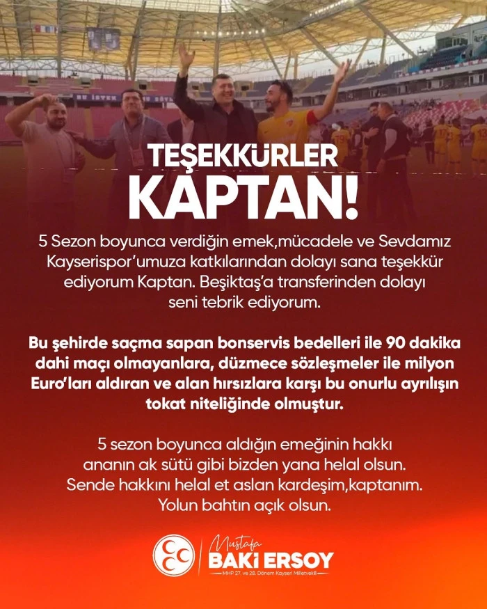 Baki Ersoy&rsquo;dan G&ouml;khan Sazdağı&rsquo;na Veda Mesajı